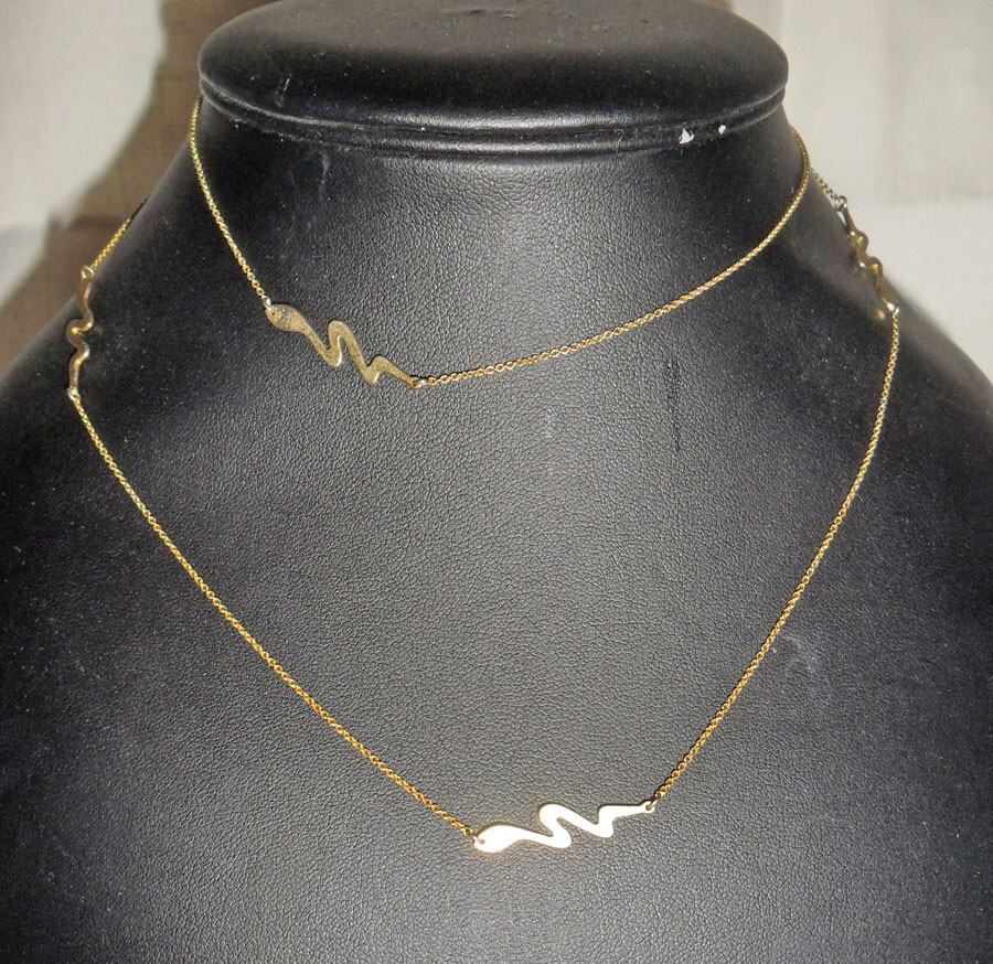 9ct Gold Vermeil 925 Sterling Silver Snake Station Necklace ~ L73.5cm ~ P0191