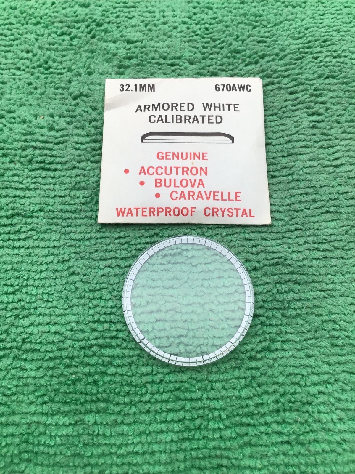 Genuine Bulova Accutron Part # 670AWC, 32.1 mm Watch Crystal Calibrated