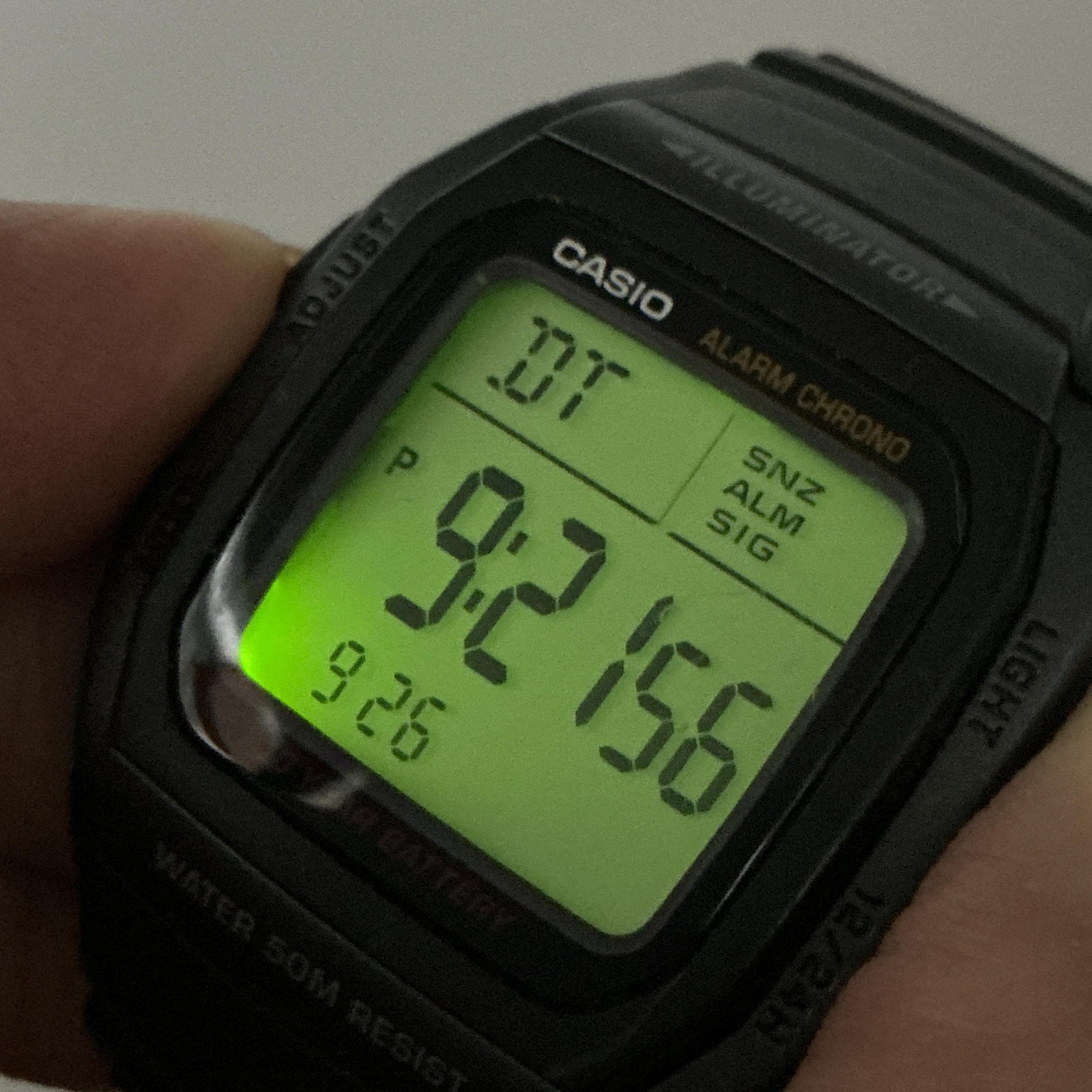 Casio W-96H Illuminator Mens Watch 36mm Digital Black Resin Alarm Day Date