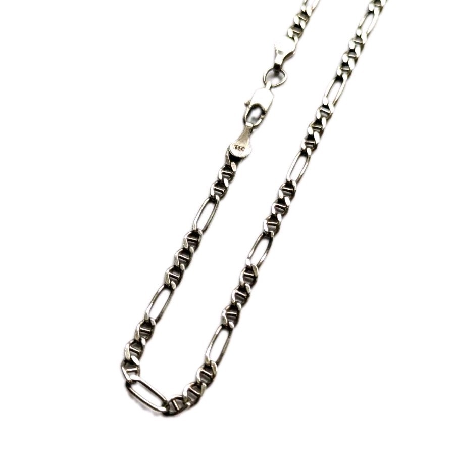 Vintage Mexico 925 Sterling Silver Figaro Chain ankle Bracelet 3.2 Mm 9.5 Inches