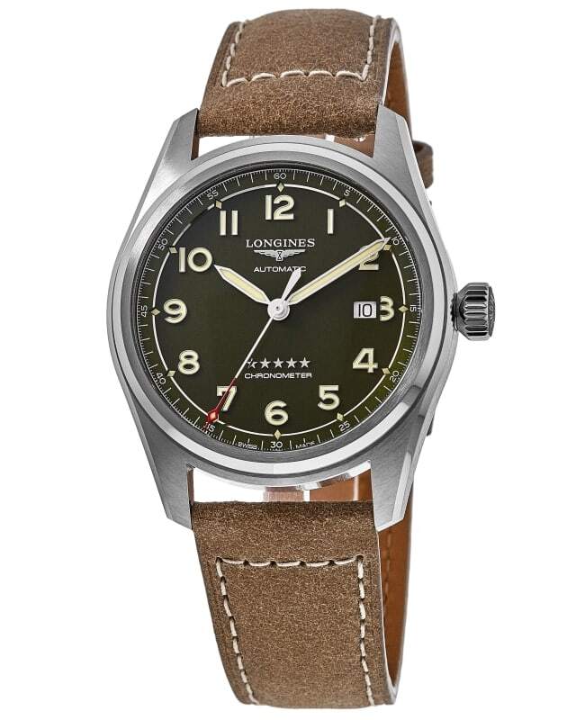 New Longines Spirit Automatic Green Dial Leather Strap Men’s Watch L3.811.4.03.2