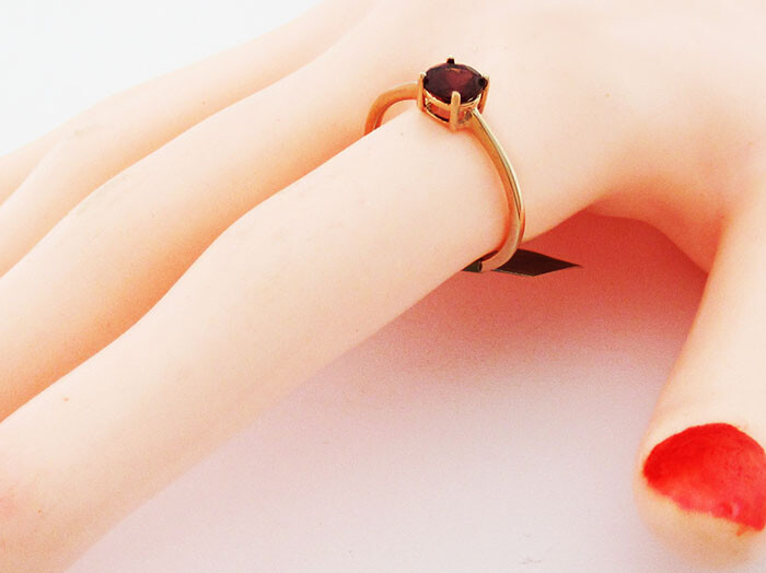 GENUINE 1.08 Cts GARNET SOLITAIRE RING 10K ROSE GOLD – Free Certificate – NWT