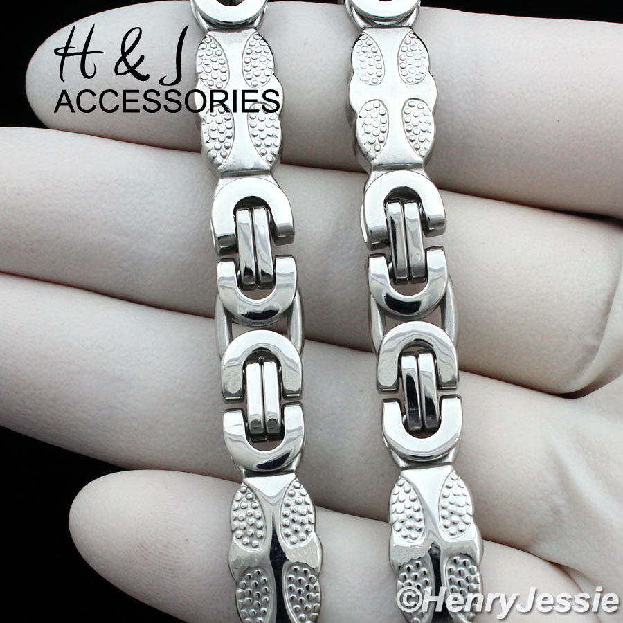 8.5″MEN Stainless Steel 8mm Silver Cross Flat Byzantine Box Link Chain Bracelet