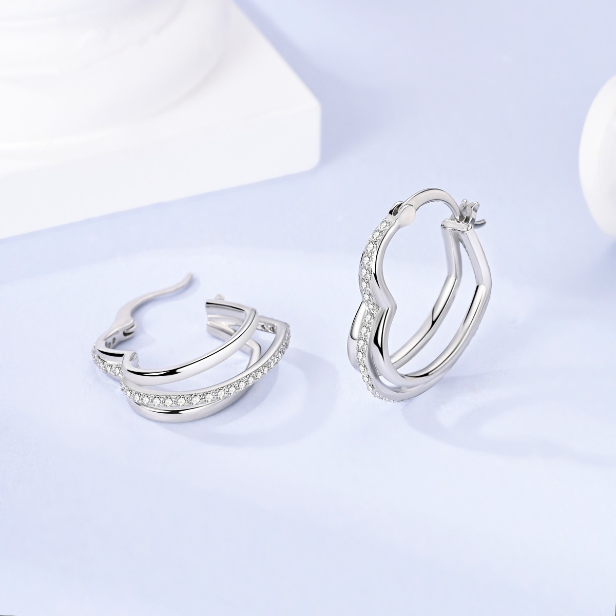 LAZA 925 Sterling Silver Hoop Earrings AAA CZ Sparkling starlight Women Jewelry