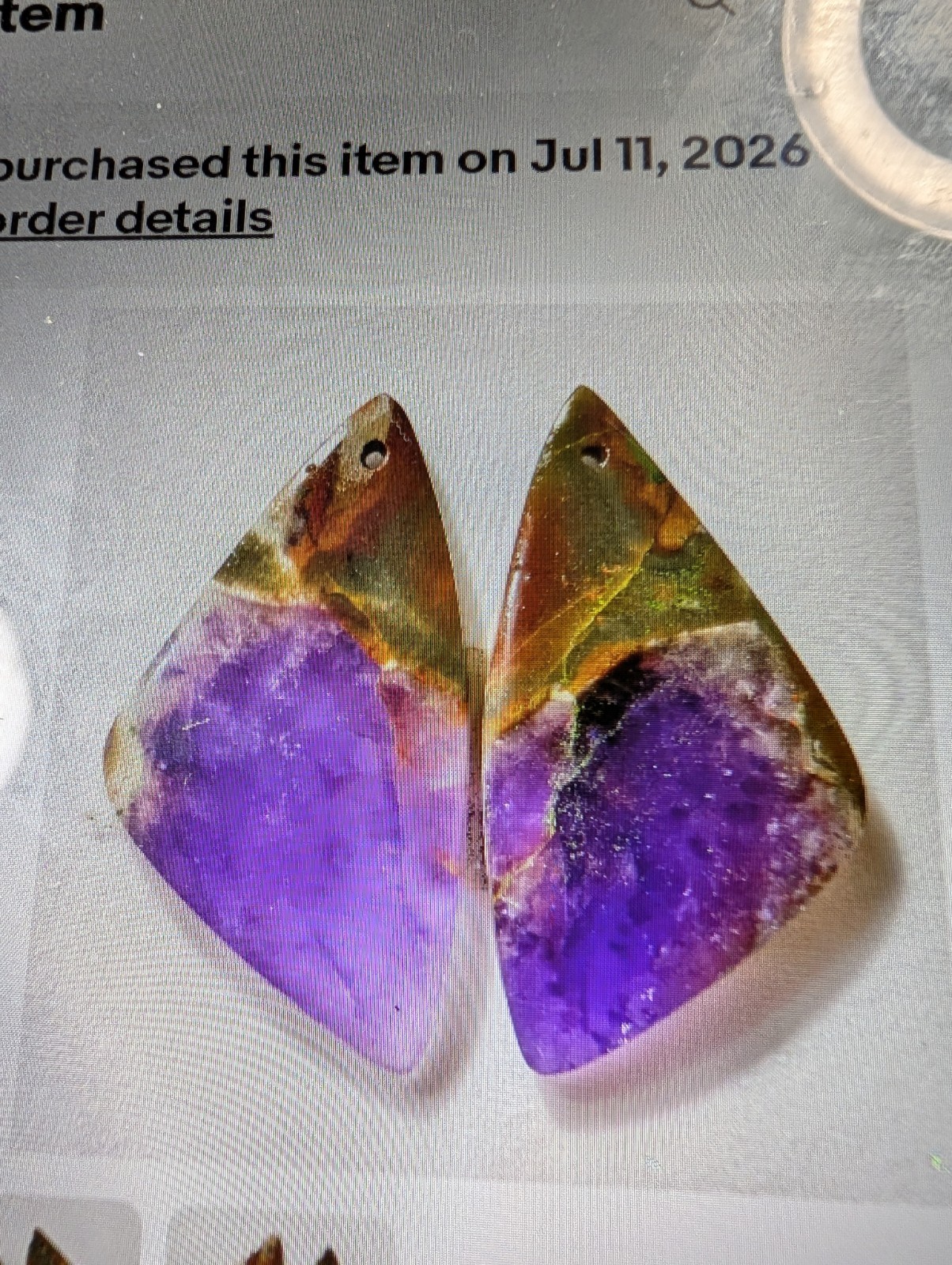Natural Amethyst Teardrop Handmade/Drop Earrings Hook Closure