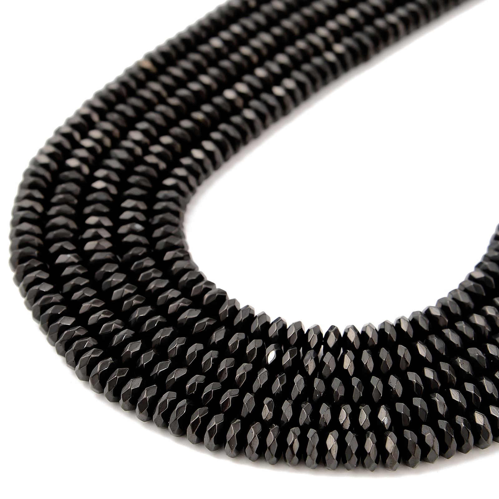 Titanium Black Hematite Faceted Rondelle Beads 2x3mm 2x4mm 3x4mm 3x6mm 15.5”Str