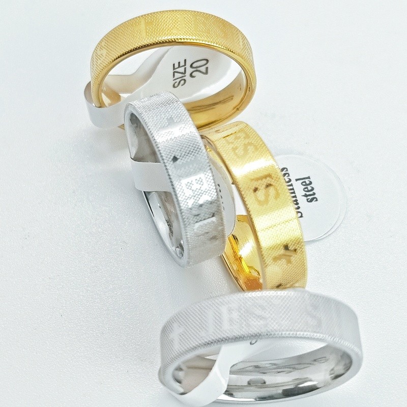 36Pcs Dual Tone 6mm Cross Engraved Stainless Stackable Rings Unisex Bulk Jewelry