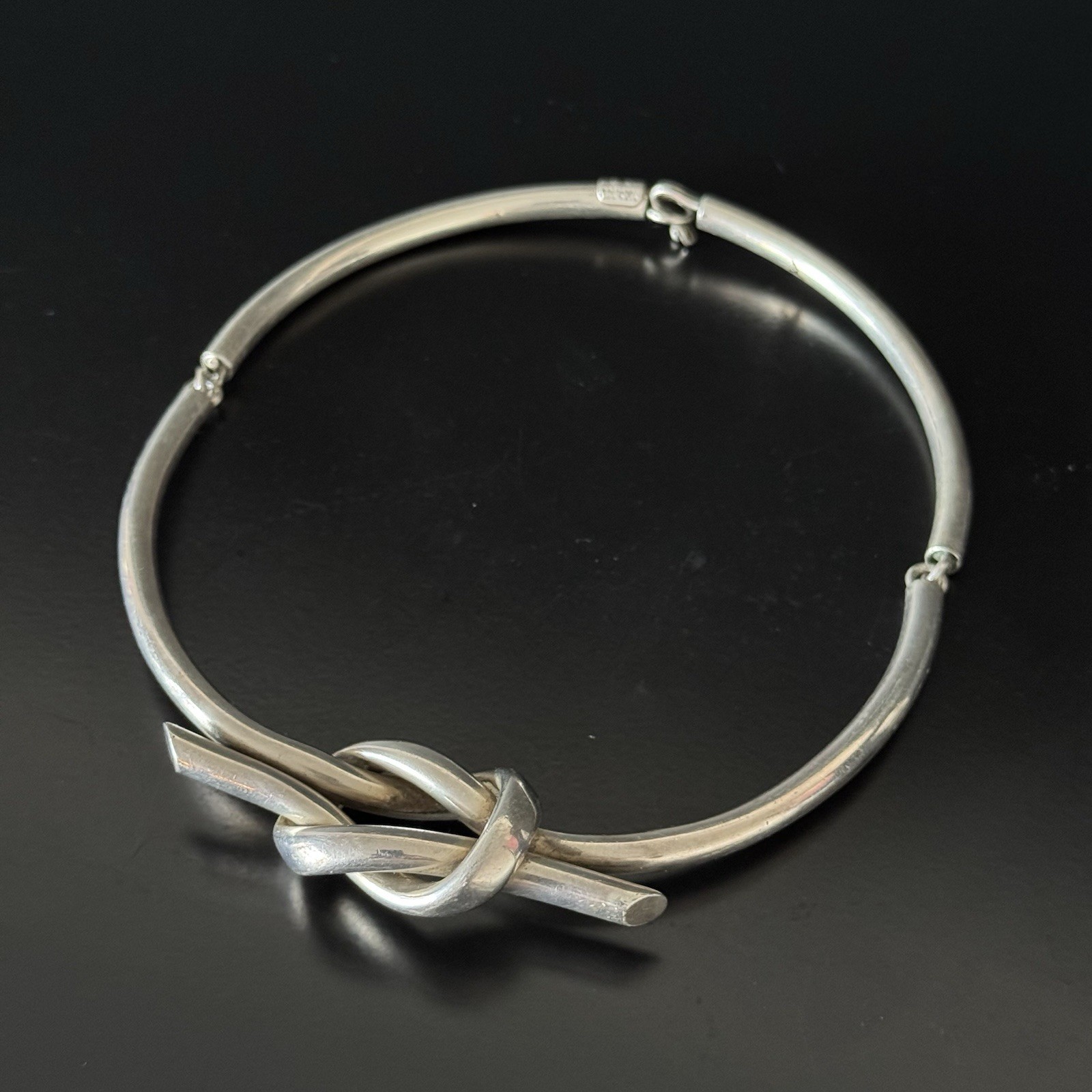 VTG 70’s Modernist Mexico 925 Sterling Silver Love Knot Collar Choker (61g)