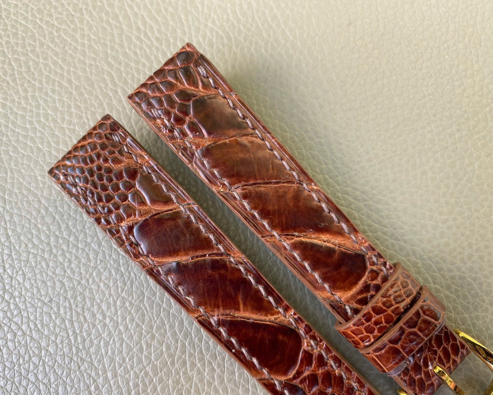 Custom Open Ended Brown Genuine Ostrich Leather Watch Strap size 14 15 16 17..26
