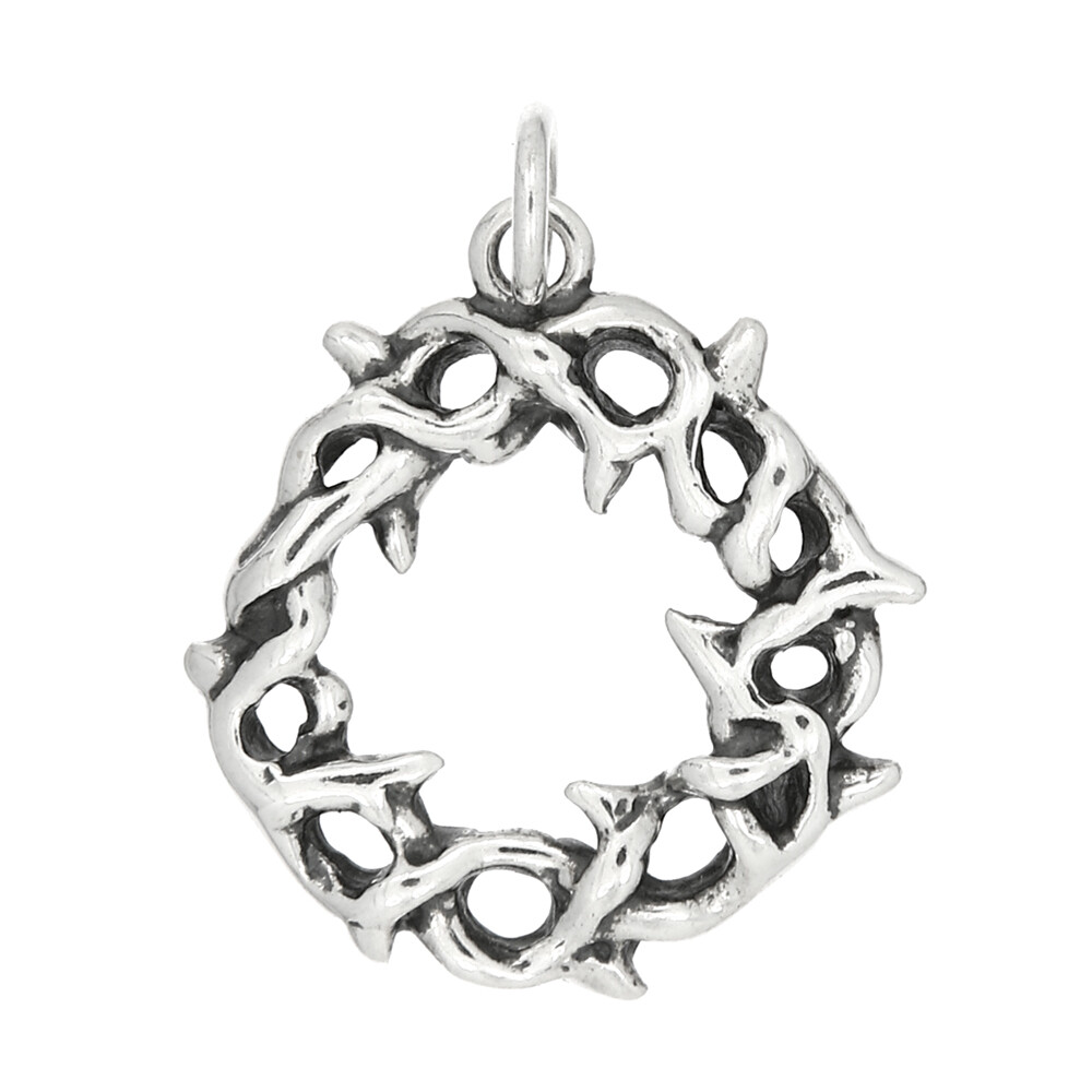 Sterling Silver One Sided Crown of Thorns Jesus Crucifixion Charm or Pendant