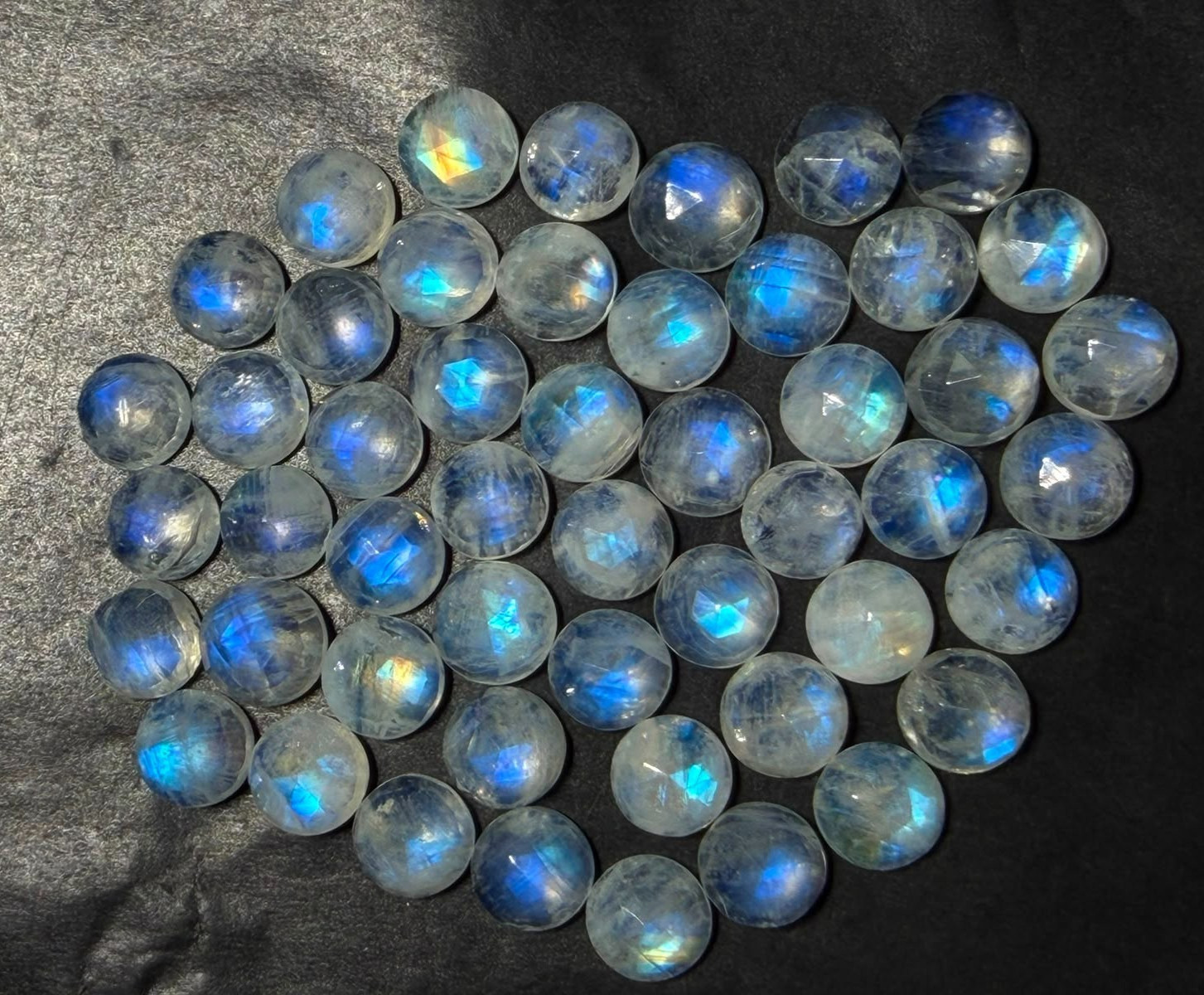 Rainbow Moonstone A One Quality 7 mm Natural Moonstone Rose Cut Loose Gemstone
