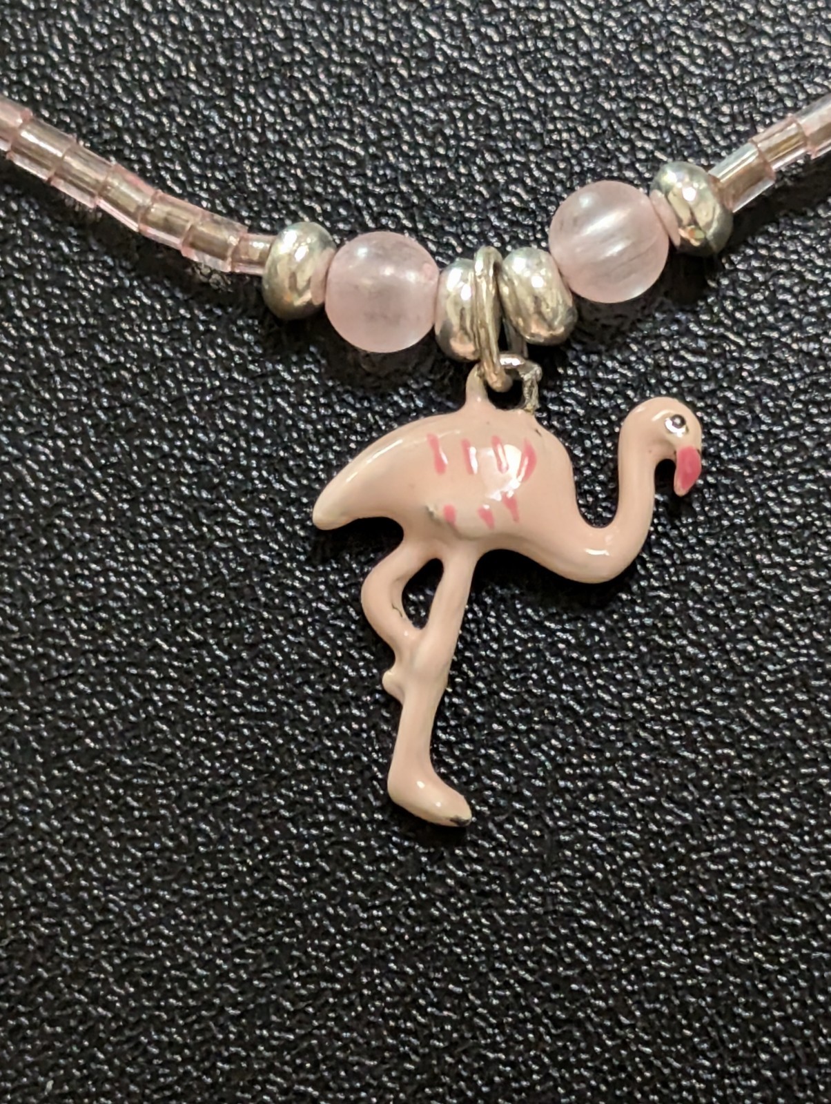 Cool Jewels Vintage Pink Flamingo Pendant Necklace Beaded Beach Summer Choker