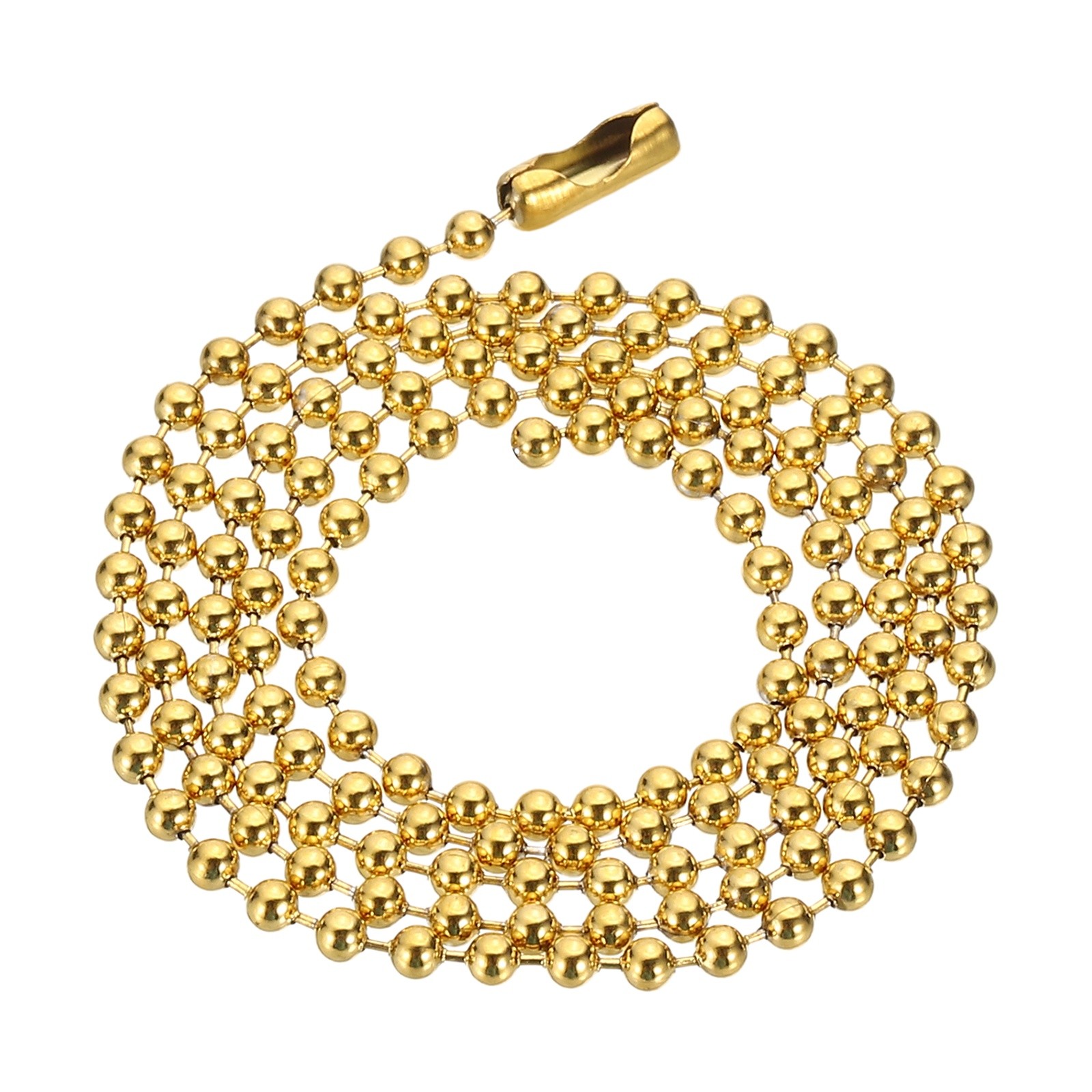 Beaded Chain Necklace, 2.4 mm Bead Ball, 20 Inch , Gold