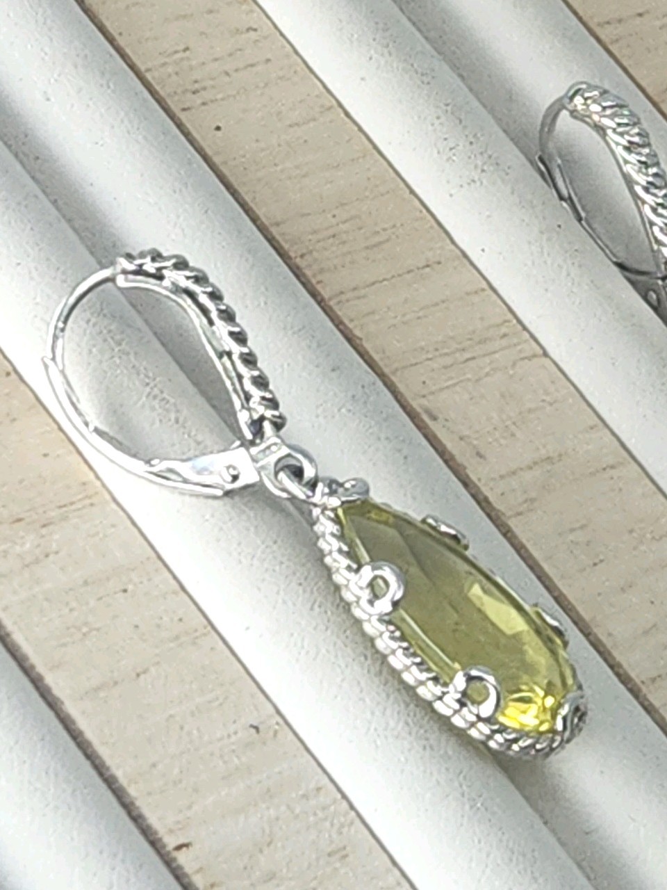 Anthony Nak Atelier 925 Sterling Silver Lemon Quartz Leverback Earrings 35mm