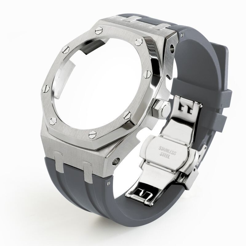 For G-Shock GA2100 GA2110 CasiOak Mod Kit 5th Gen Steel Bezel Case Rubber Strap