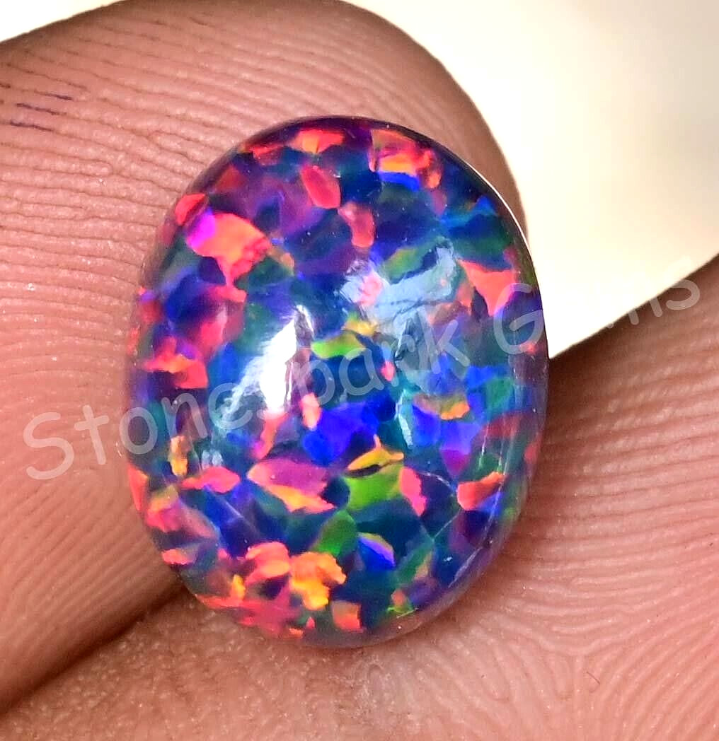 Untreated Natural Ethiopian Black Fire Opal 6.70 Ct Certified Precious Gemstone