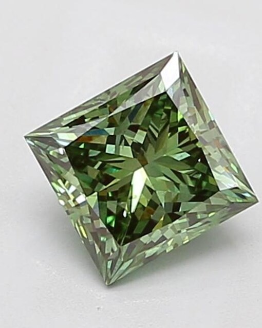 CERTIFIED Natural Green Earth Mined Diamond 5.05 Ct Princess VVS1/ 9.5 mm