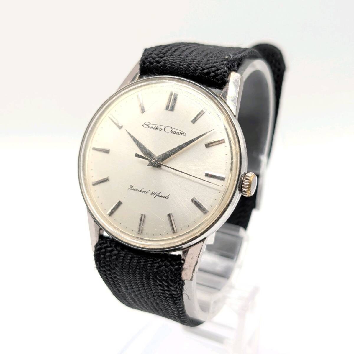 SEIKO CROWN Watch Hand Winding Men’s Round Silver Dial Seiko Crown Watch Manual