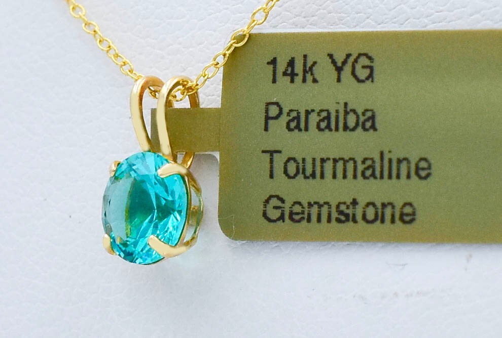 GENUINE 0.82 Cts PARAIBA TOURMALINE PENDANT SOLID 14k GOLD – Free Appraisal -NWT
