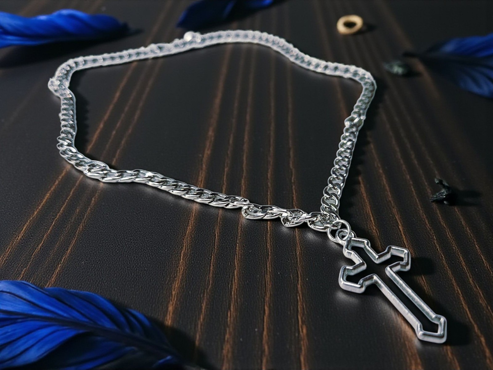 Silver Flared Cross Necklace | Goth Alternative Emo Indie Outline Medieval
