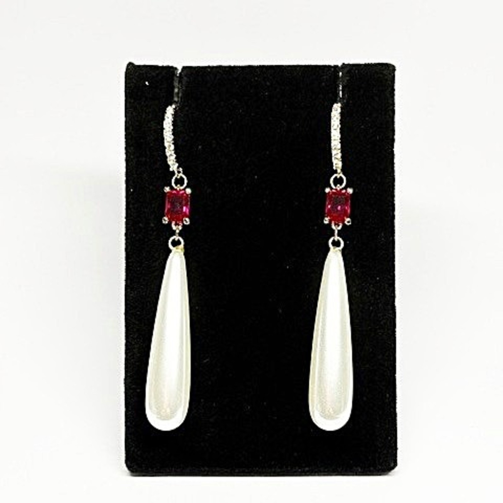 Pearl Teardrop Earrings- C Z Ear wires, 18kt Gold Plate-Lots of Sparkle