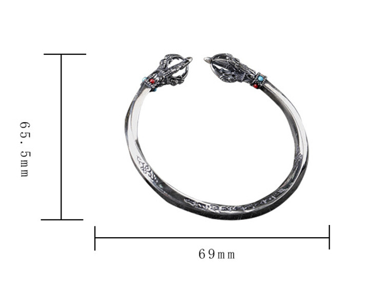 A24 Bangle Buddhist Vajra Magic Instrument Silver 925 Agate