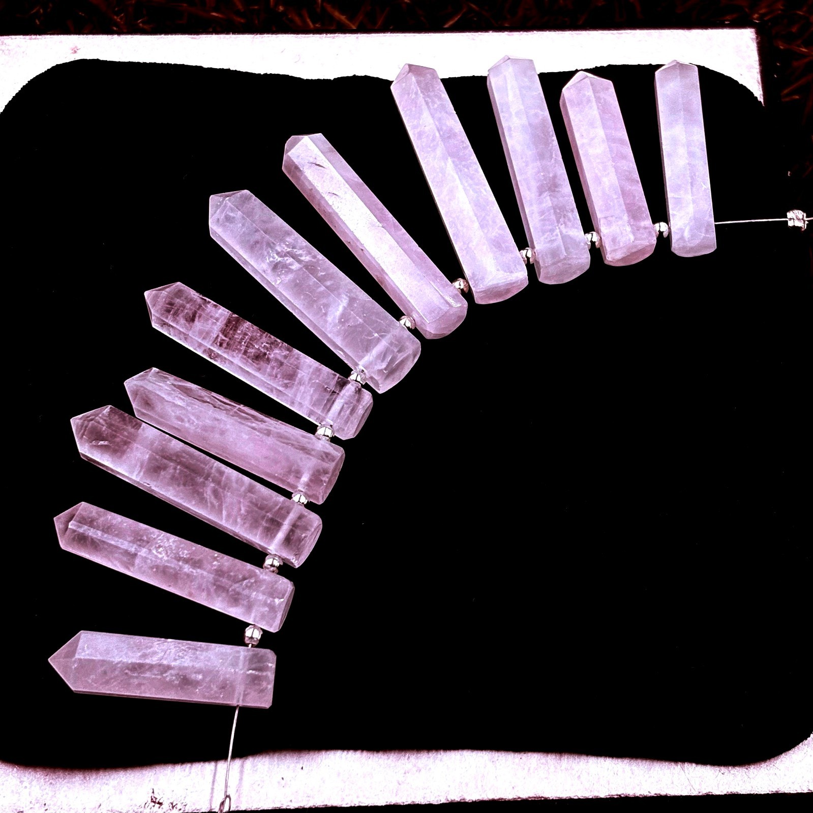 12 Pieces Natural Rose Quartz Mini Point Gems – Side Drilled -1-1.5″ Inch