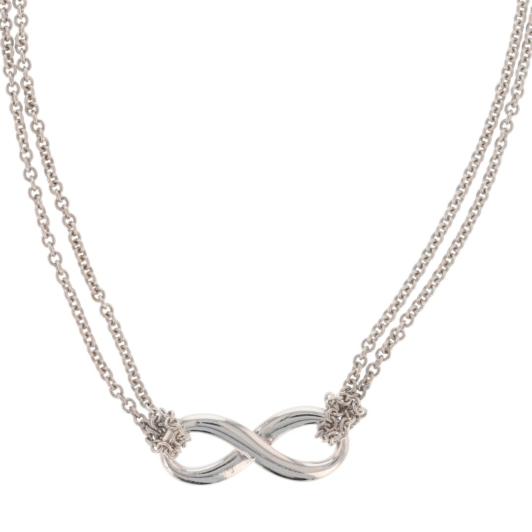 Tiffany & Co. Infinity Pendant Two Strand 16.5″ Necklace Sterling Silver 6.00g