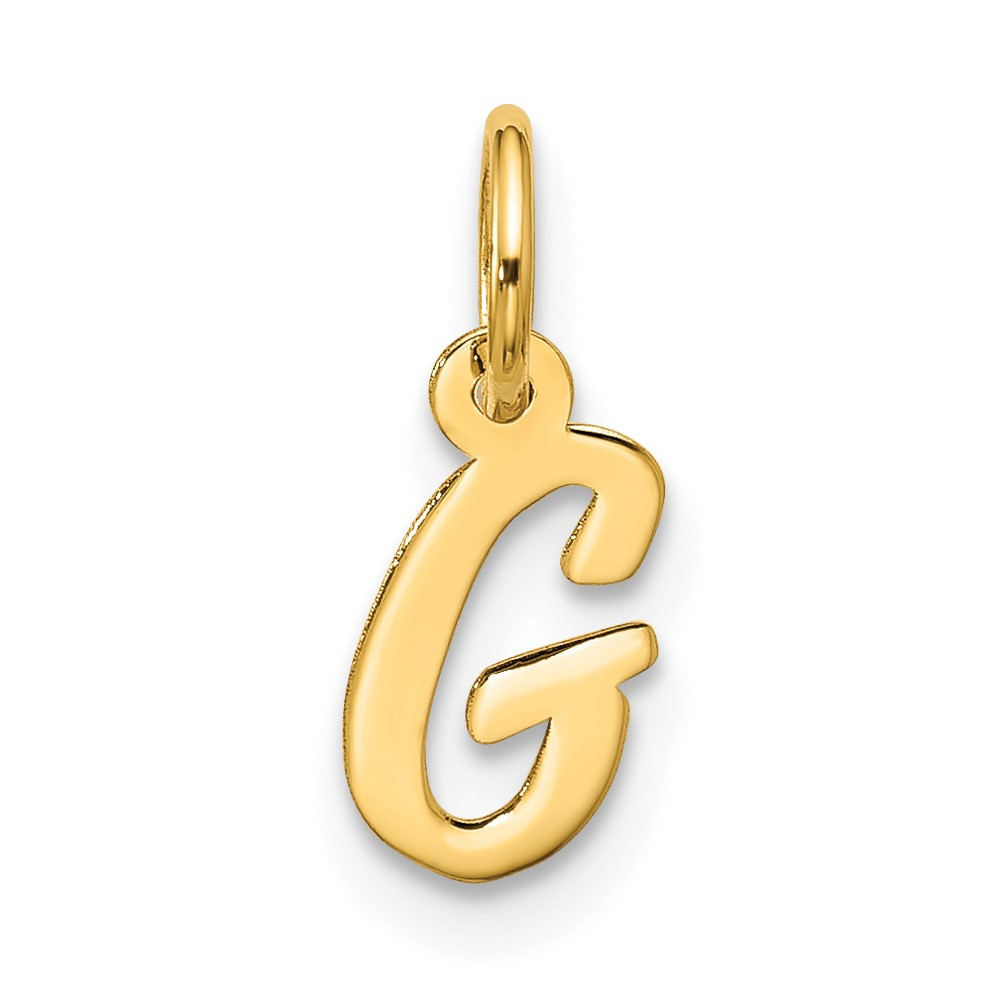 10k Yellow Gold Small Script Initial G Charm Pendant 0.18gm L-16.55mm, W-5.3mm