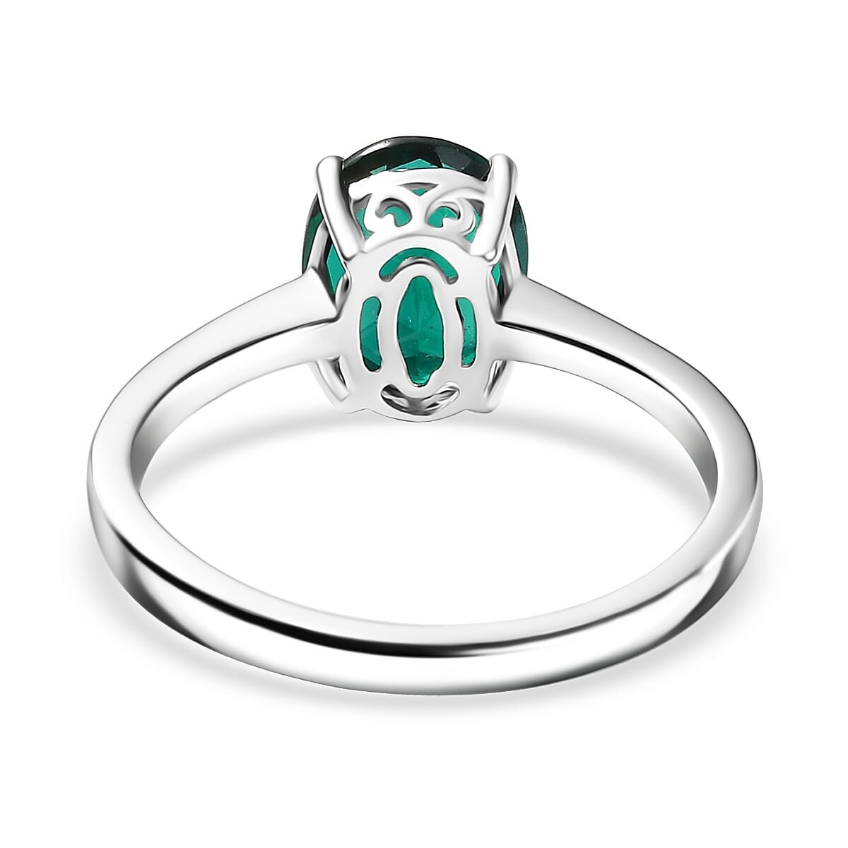 AAA Lab Grown Emerald 1.74 ctw Solitaire Ring in 10K White Gold Size 9.0