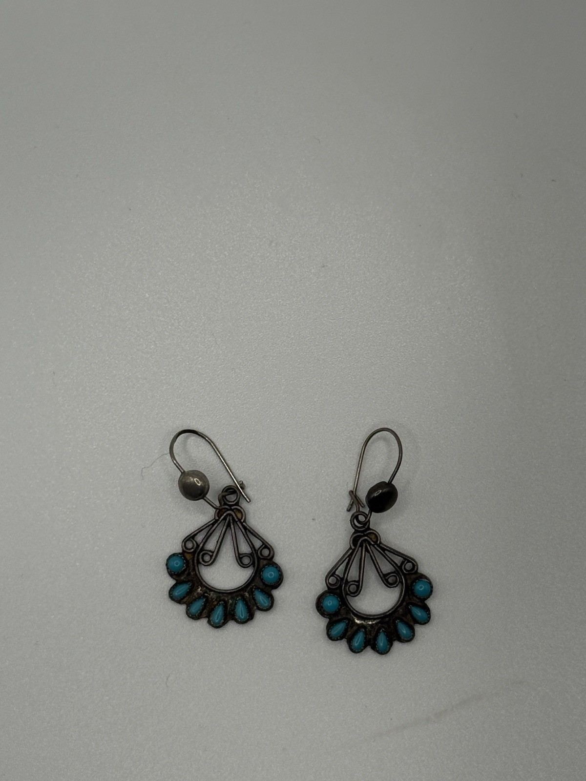 Vintage Earrings Lot 6pc Southwestern Turquoise Fan, Faux Fire Opal, Joyce Name