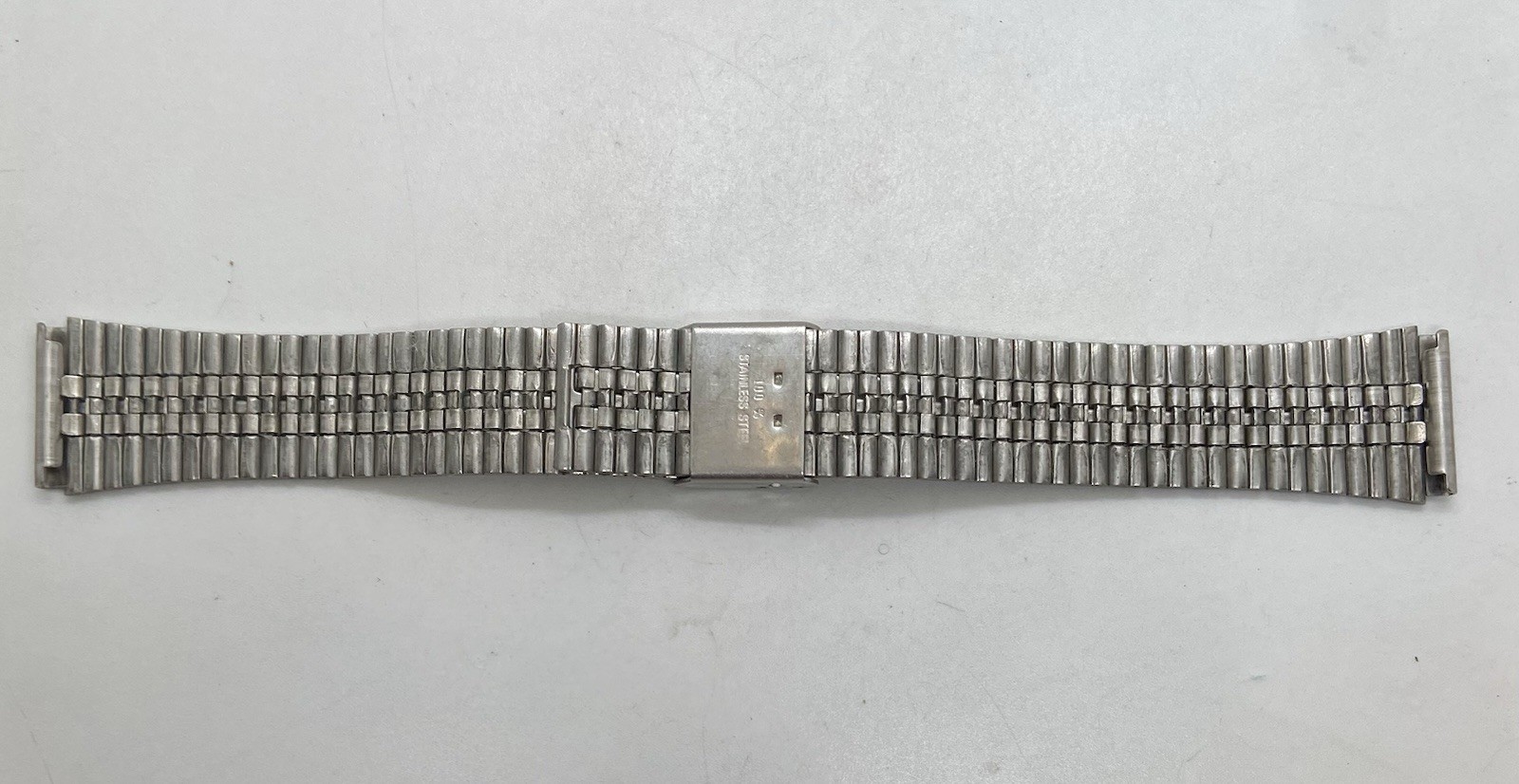 NEW VTG MENS WATCH BAND Silver SLIDE Clasp 18mm Lugs Totally Adjustable Length