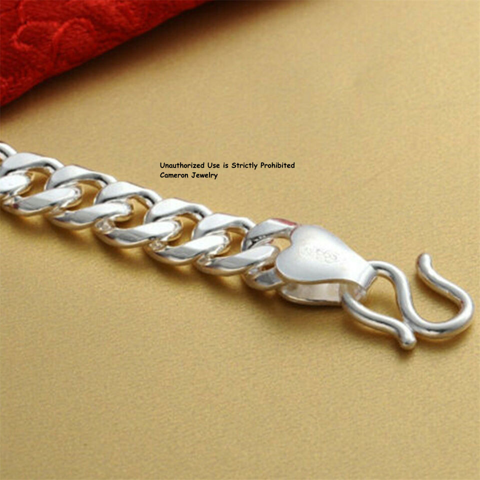 Solid S999 Fine Silver Chain Men Women 6mm-17mm Cuban Curb Link Bracelet 6-9inch