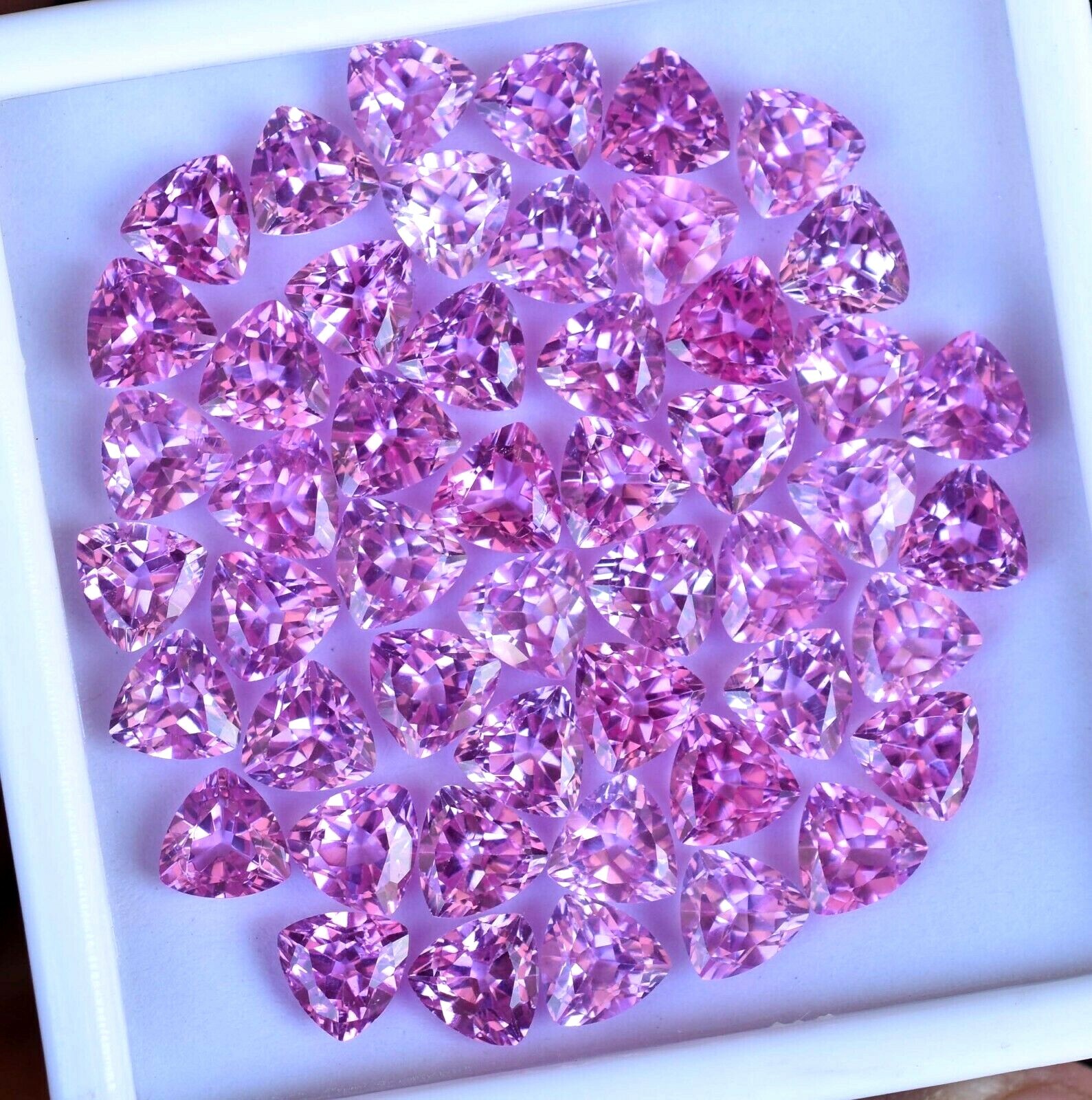Natural 50 Pcs Mogok Pink Ruby Trillion 6.90 MM Certified AAA+ Treated Gemstone