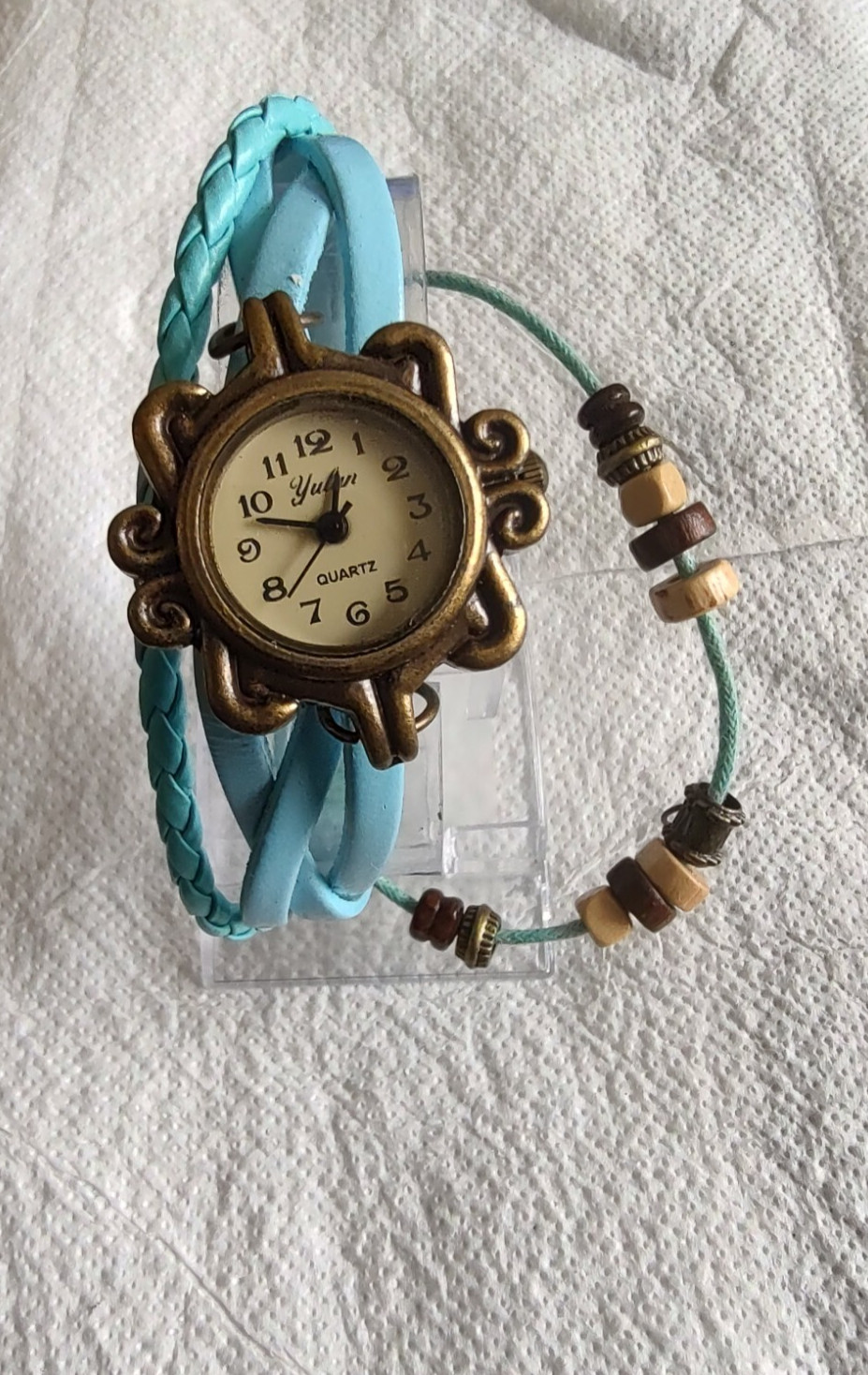 Yulan Bracelet Watch Crystals vintage gold tone leather Women’s girls female