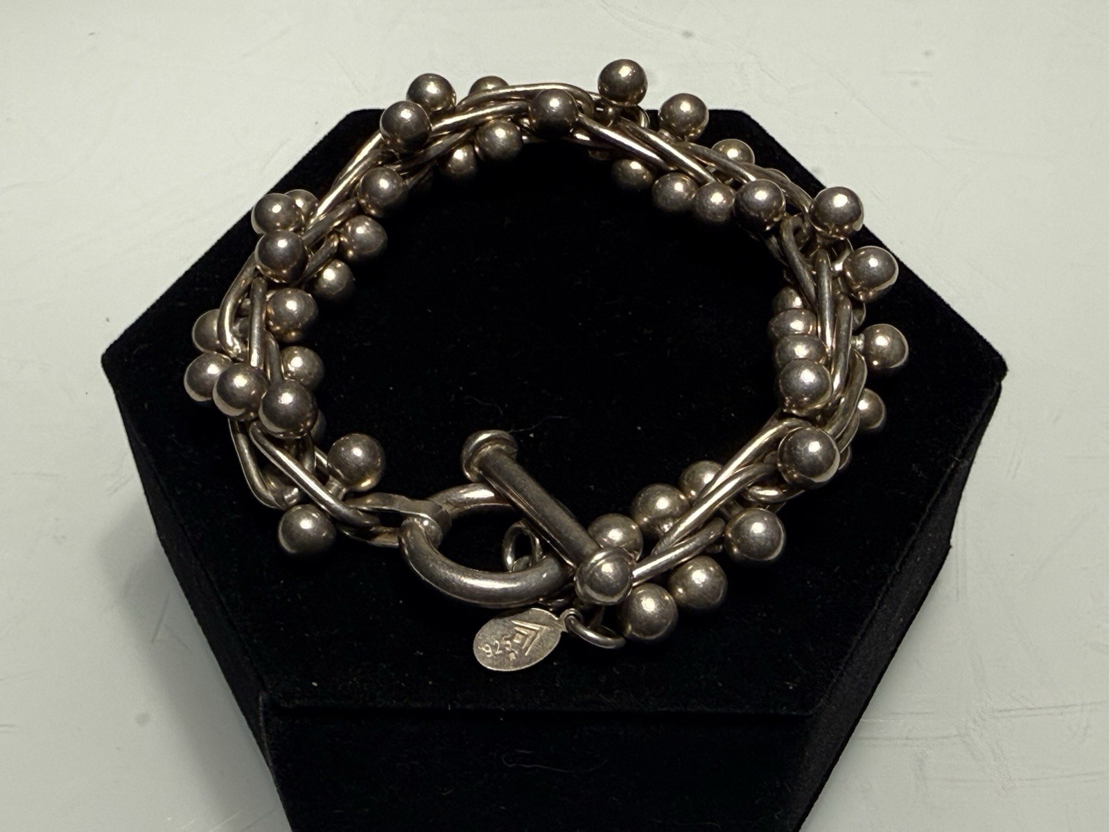 Silpada 925 Sterling Silver DNA Bead Ball Link Toggle Bracelet – Mexico