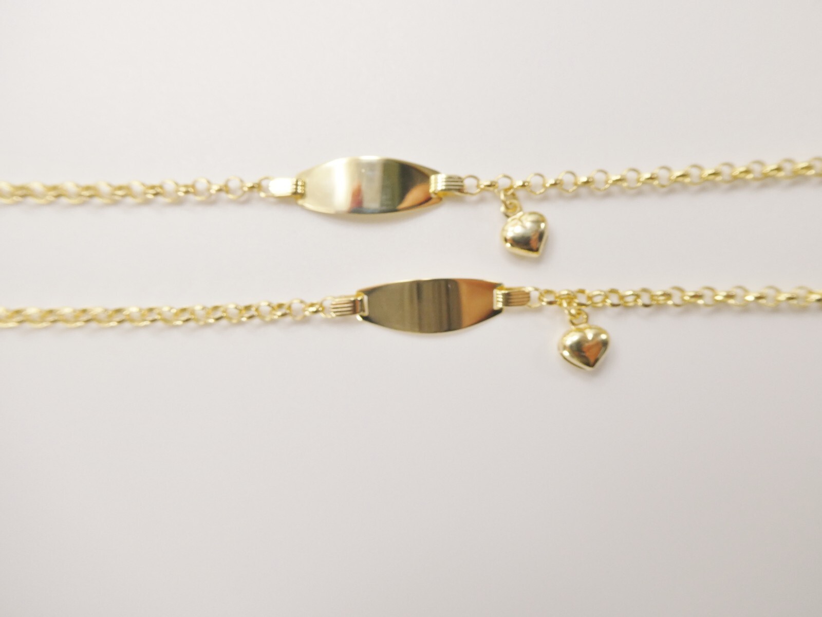 10L REAL SOLID YELLOW GOLD HEART DANGLING ID BRACELET