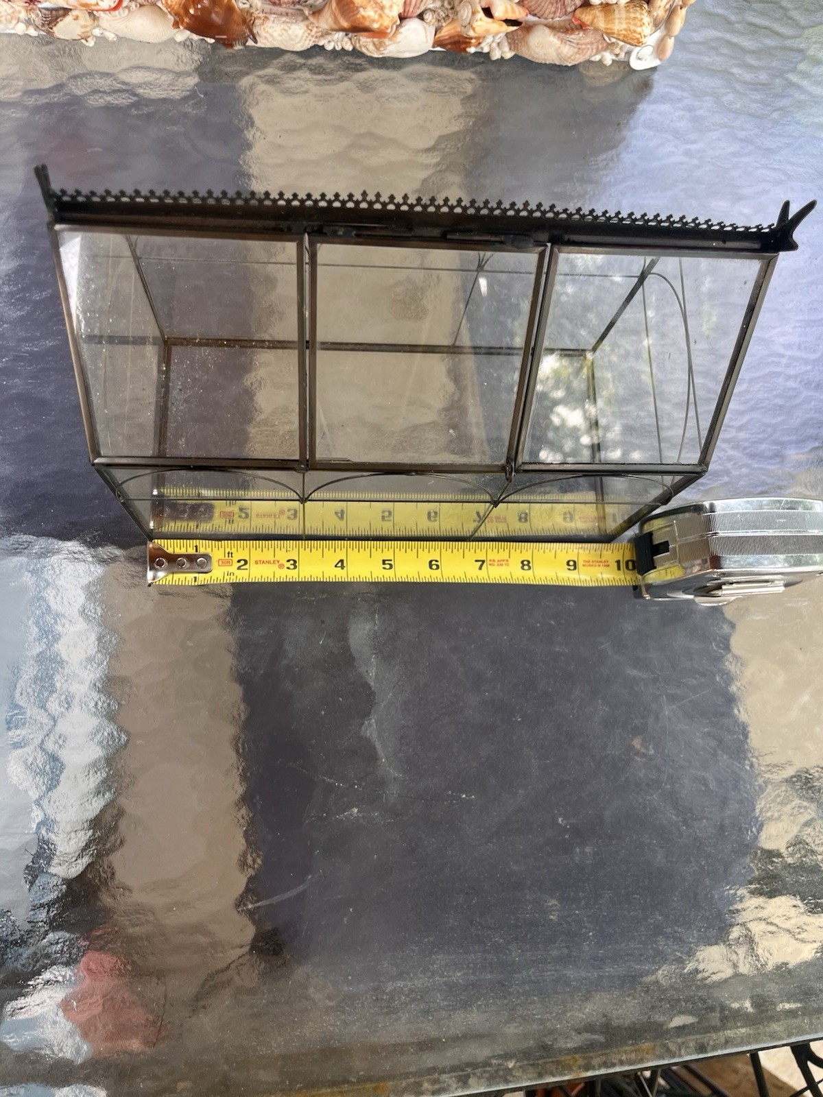 House-Shaped Glass & Metal greenhouse for plants, Black/Clear, 10 inches