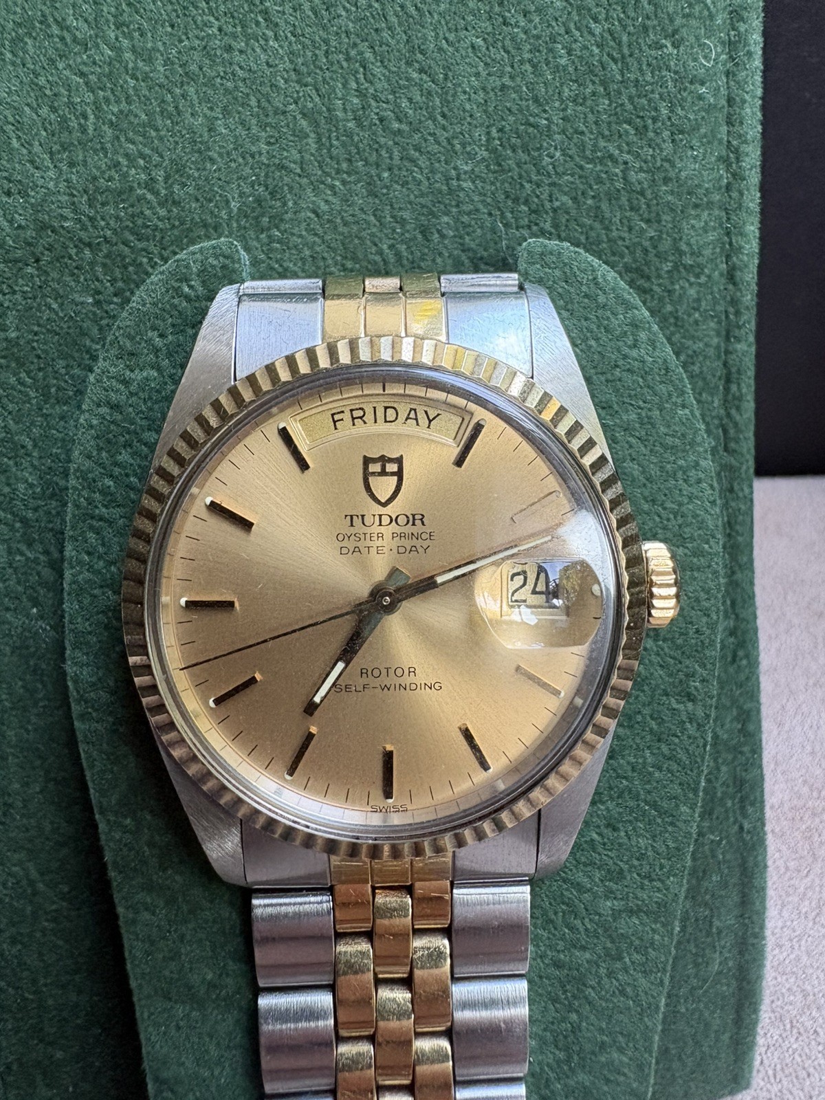 TUDOR Oyster Prince Date Day 94613 – Two Tone 18K Gold | Champagne Dial w/Pouch