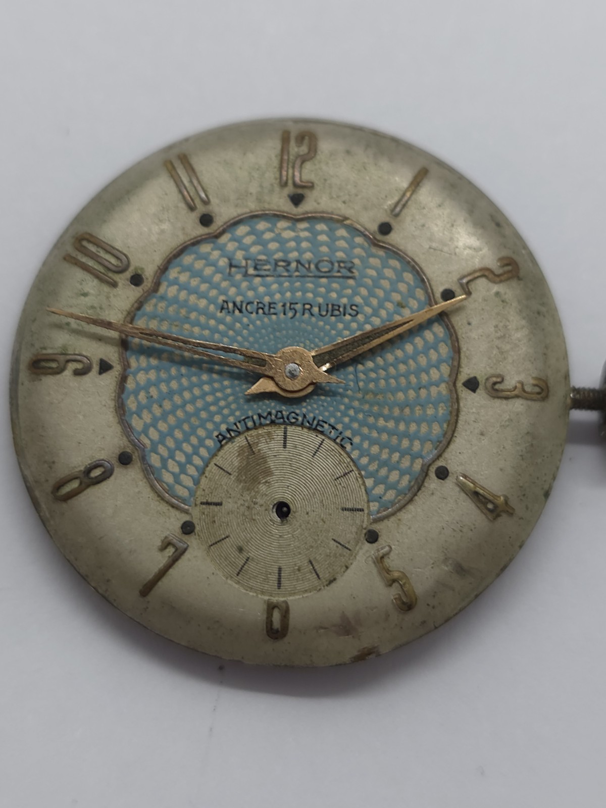 Vintage Hernor Ancre 15 Rubis Cal. Femga 500 DAMA Good Main Spring France 🇫🇷