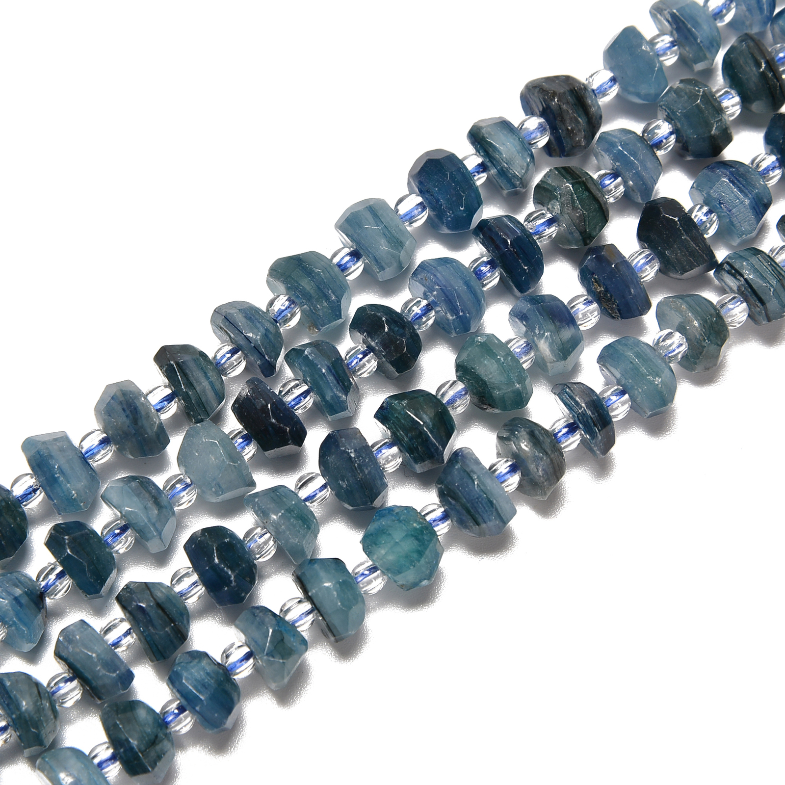 Light Blue Kyanite Irregular Faceted Rondelle Size 4x7mm 5x8mm 15.5” Strand