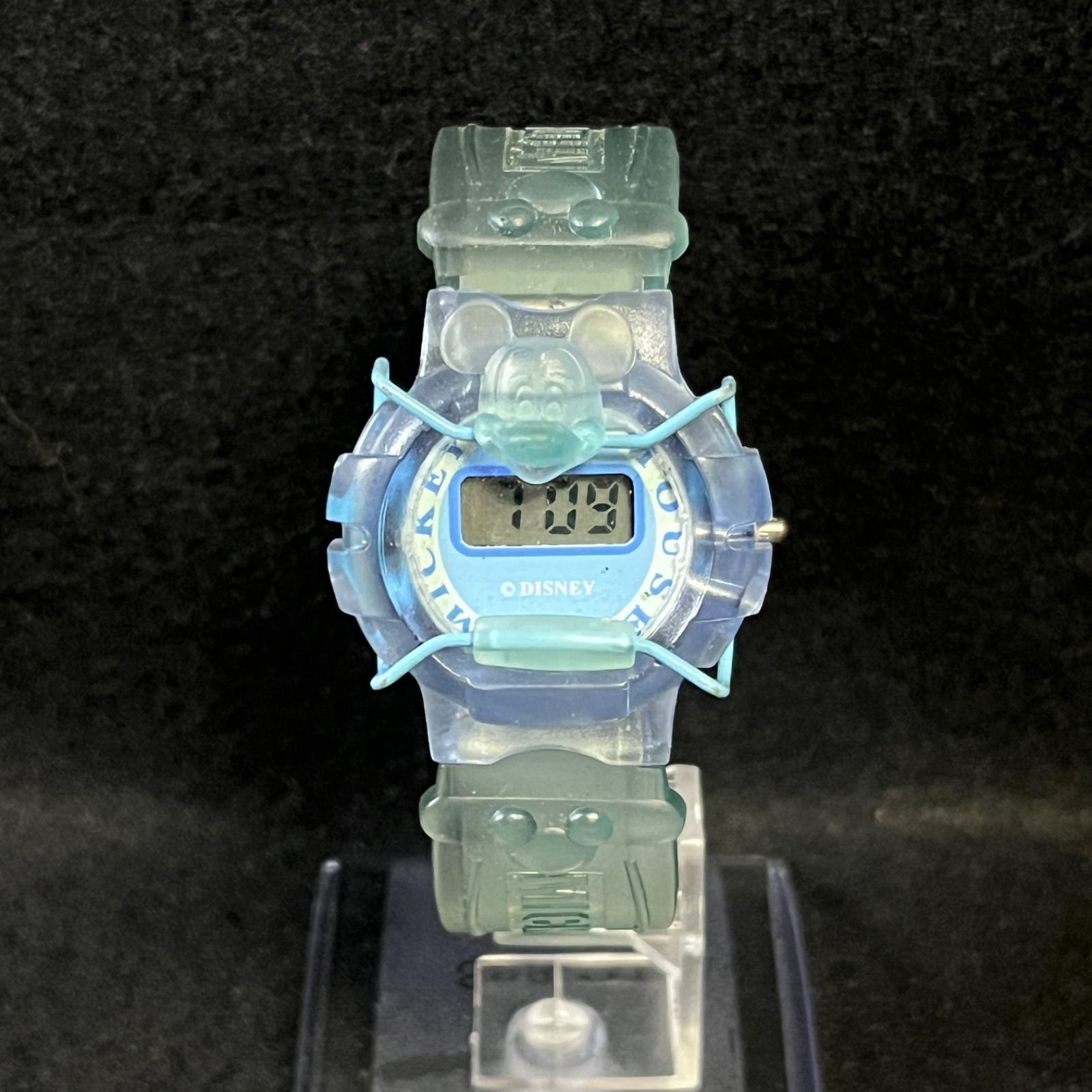 Operational Item Disney Mickey Mouse digital wristwatch light blue confirmed to