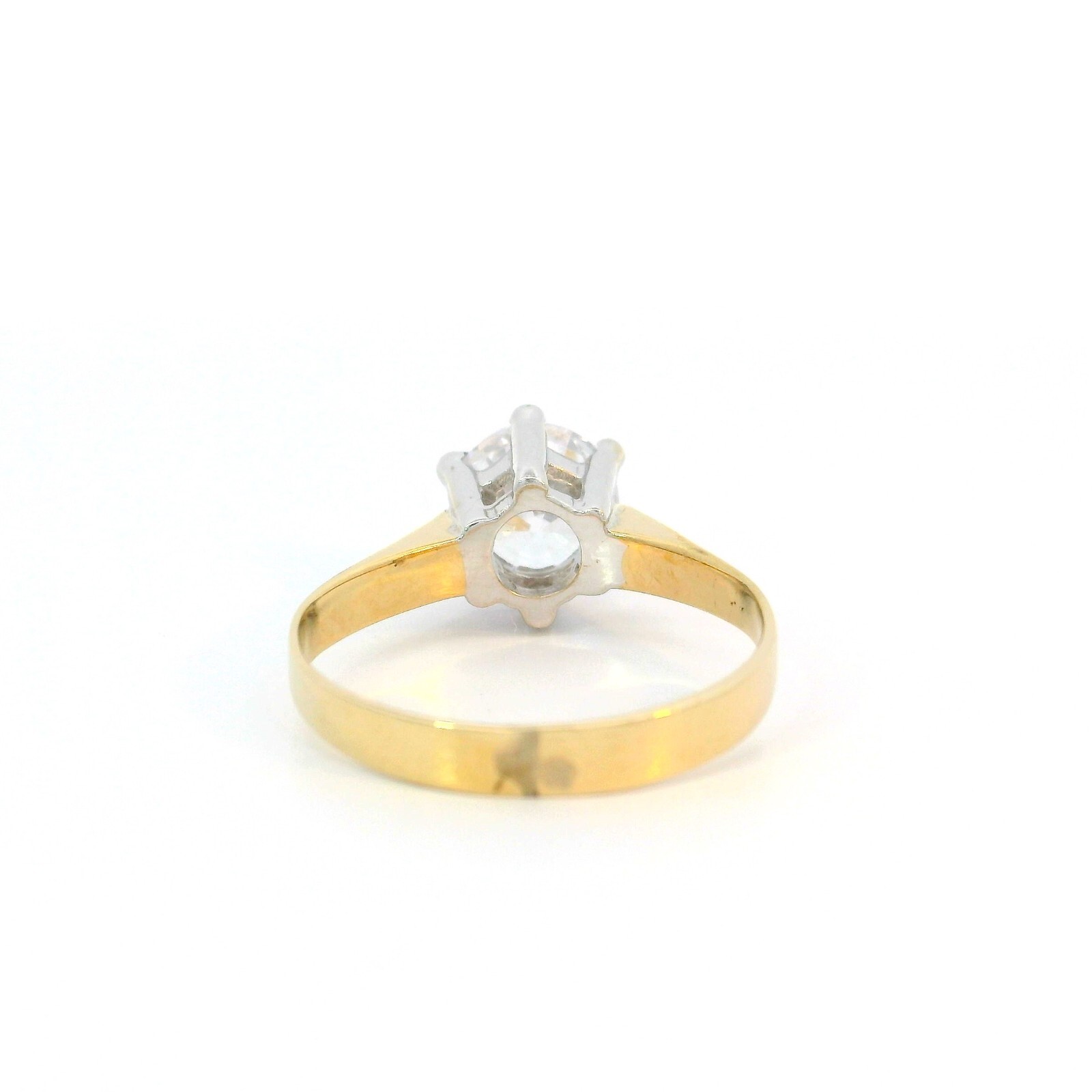 Ladies Ring, Gold Ring Two Tone with Zircon Yellow Gold/White Gold 585 14 KT Size 50