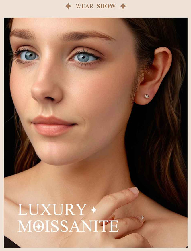 A House Of Jewelry D VVS1 Moissanite Crystal Sugar Stud Earrings 925 Silver GRA