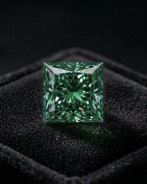 CERTIFIED Natural Green Earth Mined Diamond 5.05 Ct Princess VVS1/ 9.5 mm