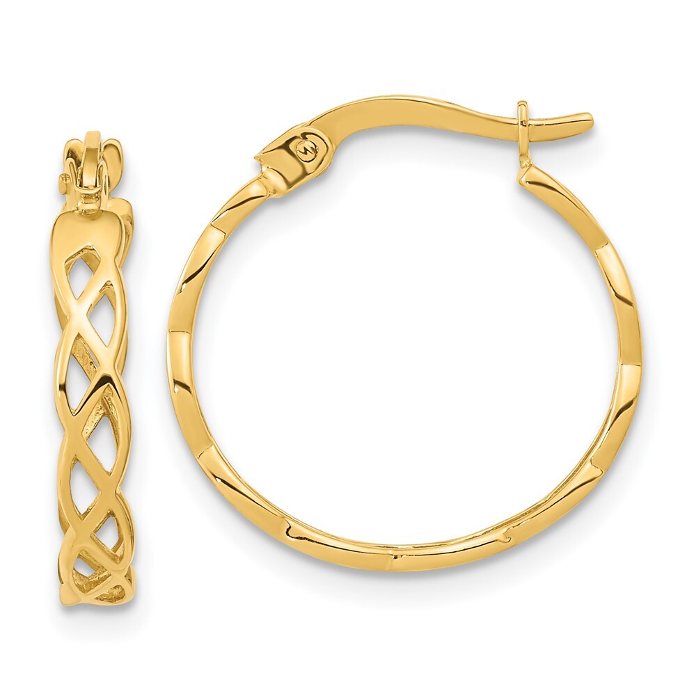 18.1mm 14K Yellow Gold Polished Intertwined Filigree Hoop Earrings