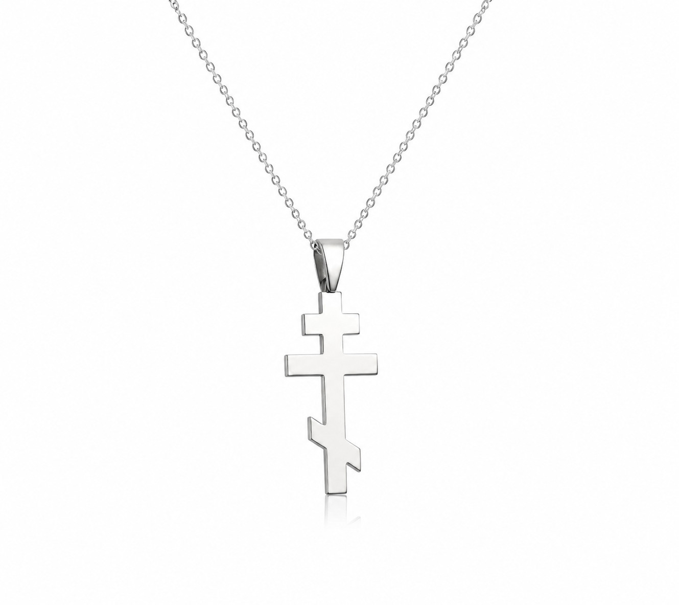 Cross Pendant Necklace Silver Tone Orthodox Cross Christian Religious Jewelry