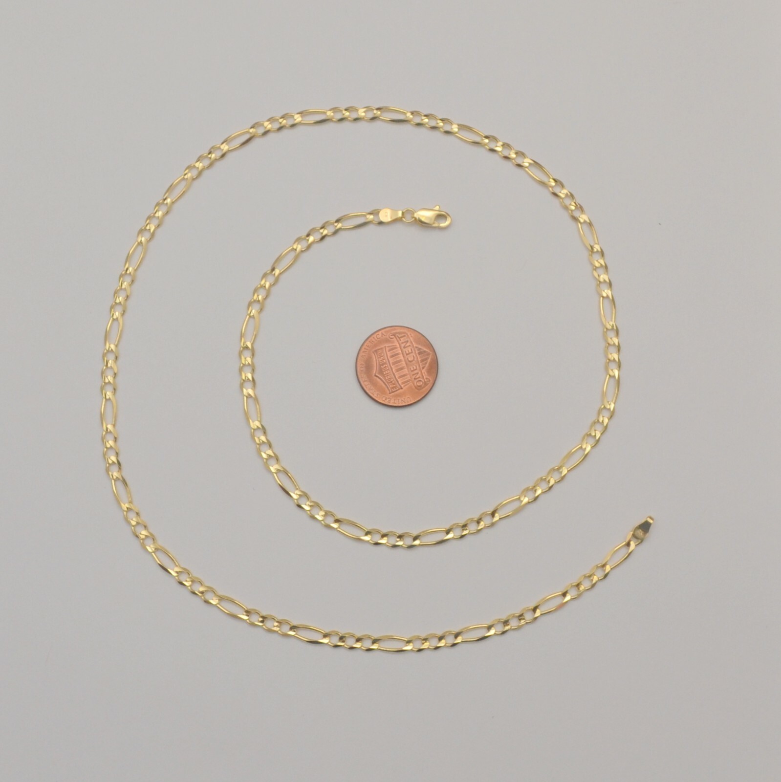 14k Solid Yellow Gold Figaro Link Chain Necklace 24 Inches 11.9 Gr 3.7 mm