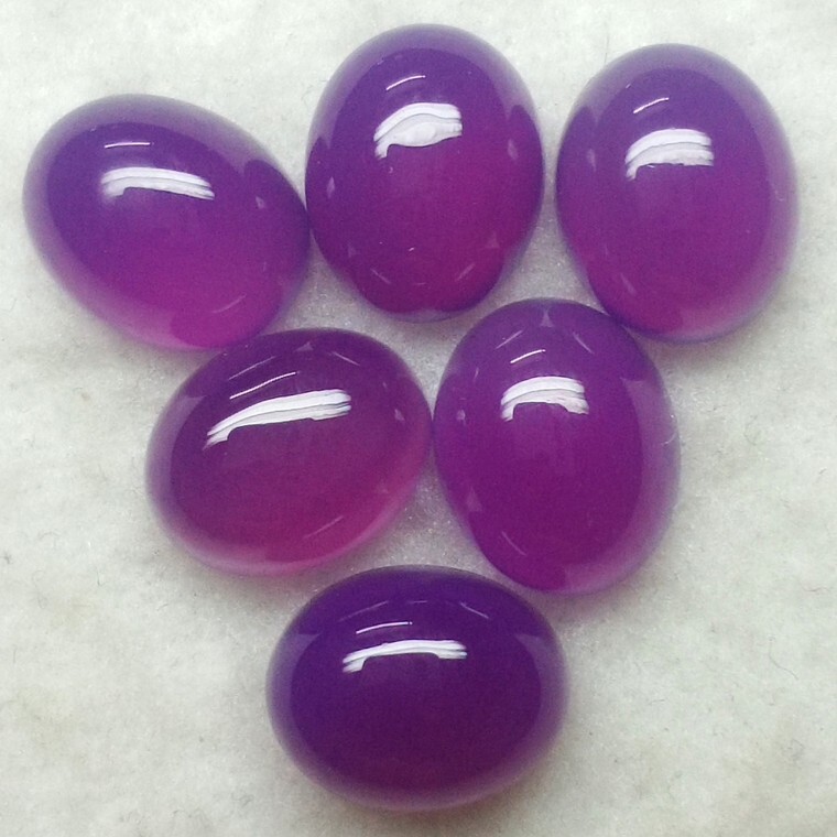 Natural Purple Chalcedony Oval Cabochon Size 10x12mm Chalcedony Loose Gemstone