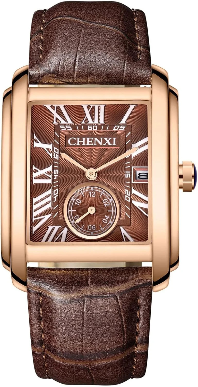 Men’s Watches Casual Retro Rectangular Waterproof Dress Analog Quartz Wri